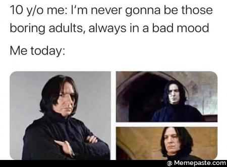 me never gonna be those adults always in bad mood today 