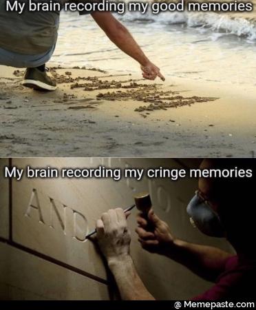 My brain recording my good memories My brain recording my cringe memories 
