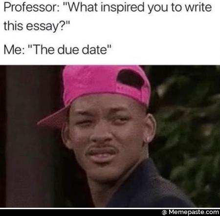 Professor What inspired you to write essay The due date 