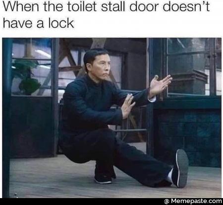 When the toilet stall door lock nE AW if 