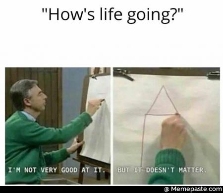 How is life going? I am not very good at it. But it does not matter